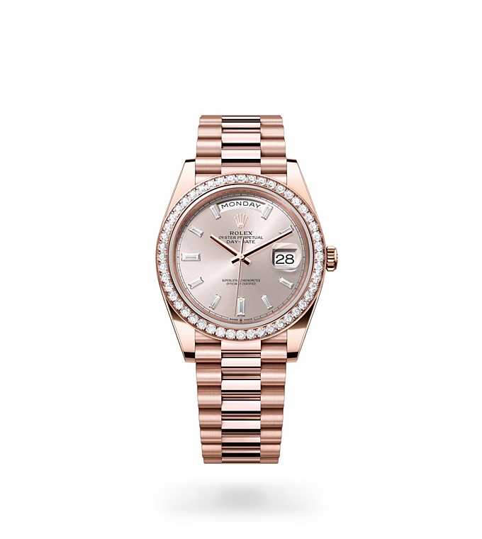 Rolex Day-Date 40 Oyster, 40 mm, Everose gold and diamonds - M228345RBR-0007 at Juwelier Wagner