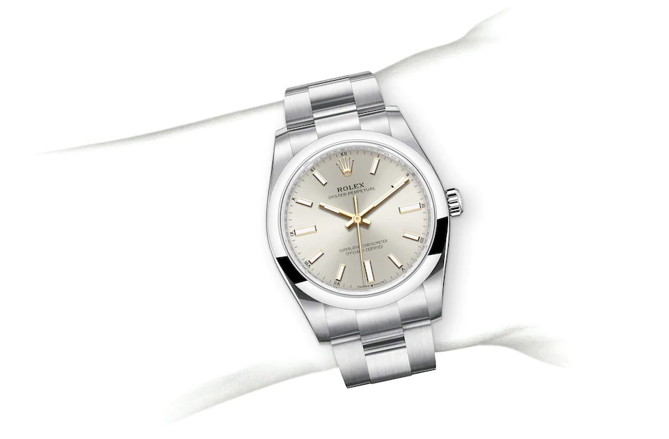 Rolex Oyster Perpetual 34 Oyster, 34 mm, Oystersteel M124200-0001 at Juwelier Wagner