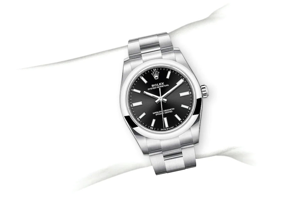 Rolex Oyster Perpetual 34 Oyster, 34 mm, Edelstahl Oystersteel M124200-0002 at Juwelier Wagner