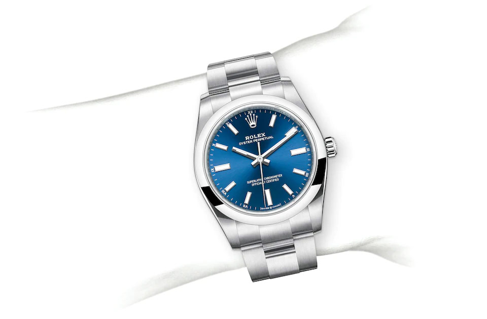 Rolex Oyster Perpetual 34 Oyster, 34 mm, Oystersteel M124200-0003 at Juwelier Wagner