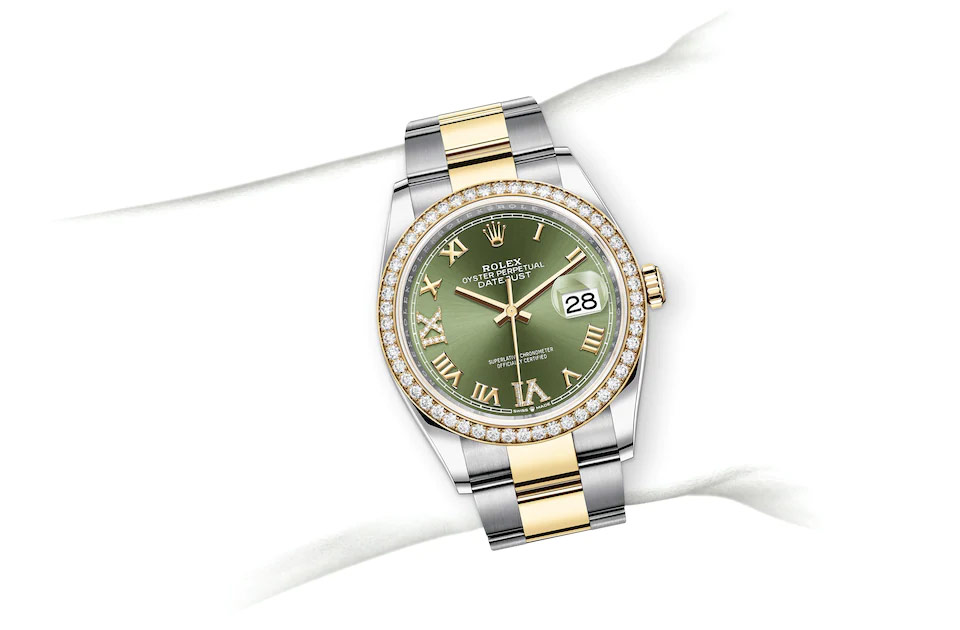 Rolex Datejust 36 Oyster, 36 mm, Oystersteel, yellow gold and diamonds M126283RBR-0012 at Juwelier Wagner