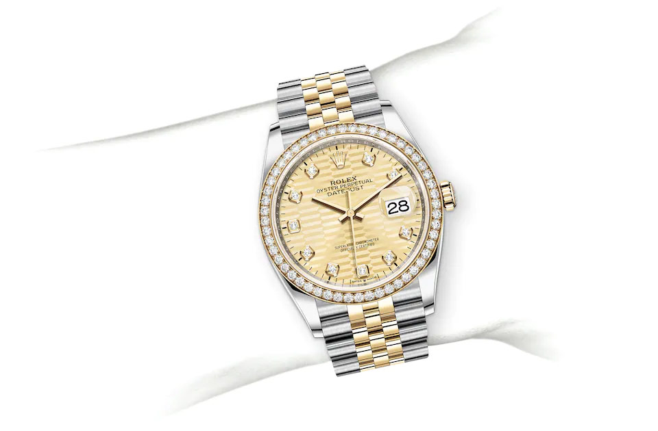 Rolex Datejust 36 Oyster, 36 mm, Oystersteel, yellow gold and diamonds M126283RBR-0031 at Juwelier Wagner