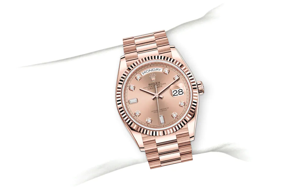 Rolex Day-Date 36 Oyster, 36 mm, Everose gold M128235-0009 at Juwelier Wagner