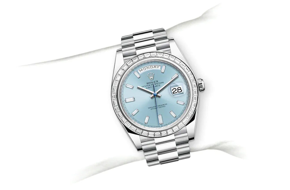 Rolex Day-Date 40 Oyster, 40 mm, platinum and diamonds M228396TBR-0002 at Juwelier Wagner