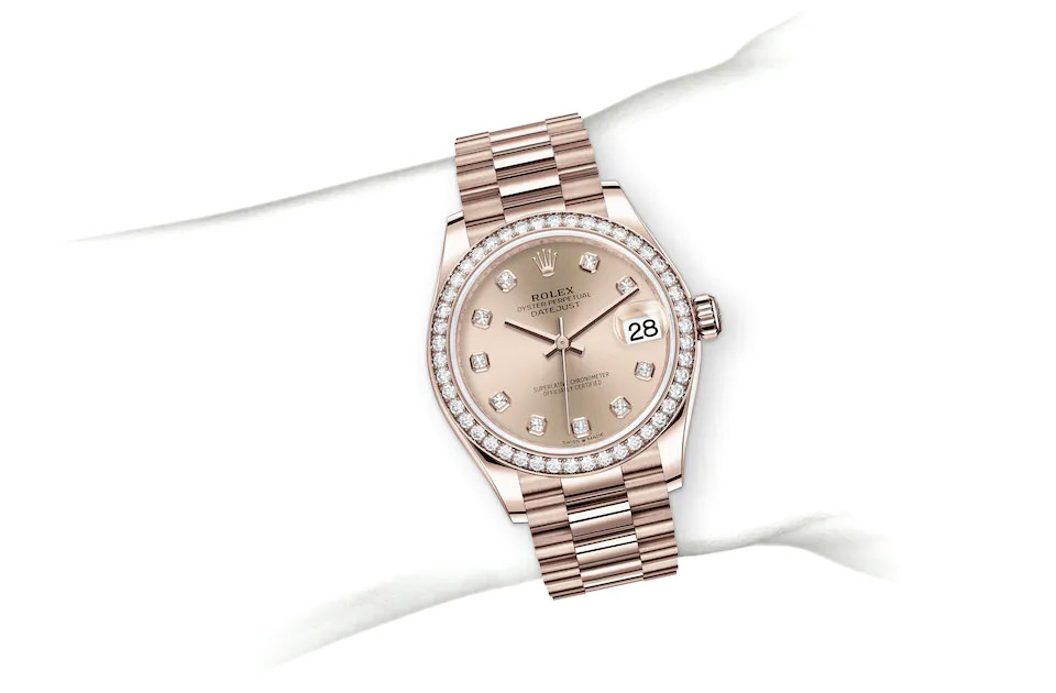 Rolex Datejust 31 Oyster, 31 mm, Everose gold and diamonds M278285RBR-0025 at Juwelier Wagner