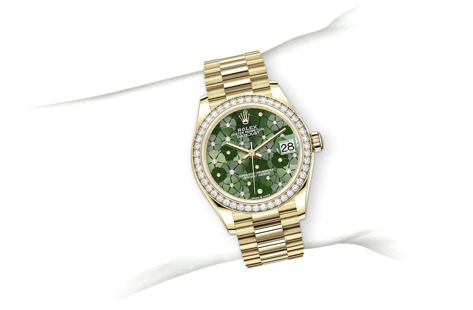 Rolex Datejust 31 Oyster, 31 mm, yellow gold and diamonds M278288RBR-0038 at Juwelier Wagner