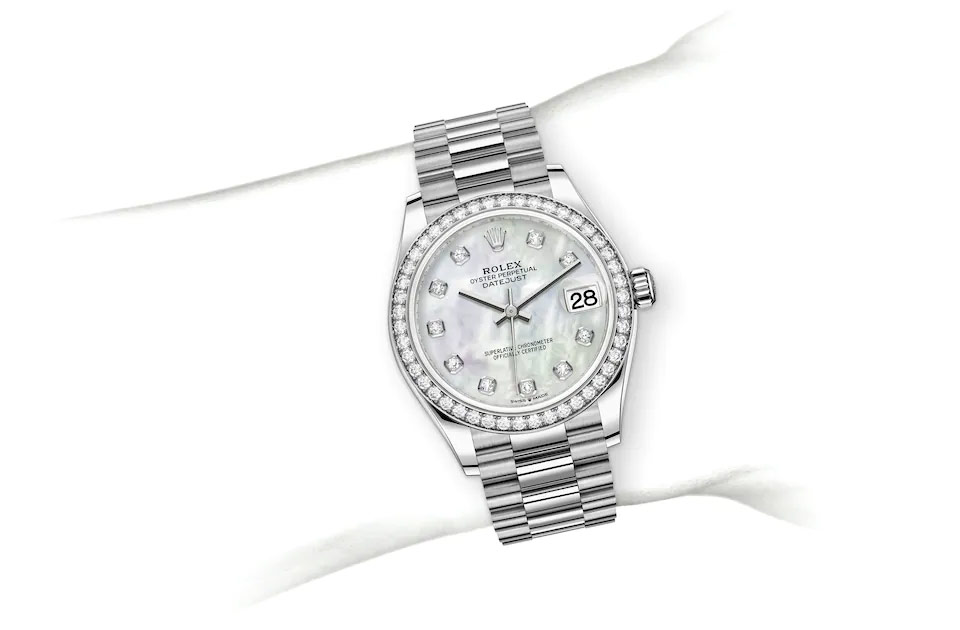 Rolex Datejust 31 Oyster, 31 mm, white gold and diamonds M278289RBR-0005 at Juwelier Wagner
