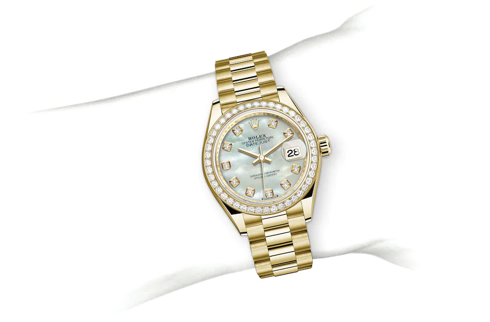 Rolex Lady-Datejust Oyster, 28 mm, yellow gold and diamonds M279138RBR-0015 at Juwelier Wagner