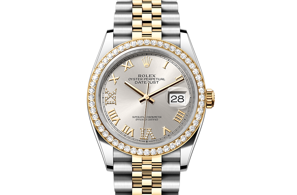 Rolex Datejust 36 Oyster, 36 mm, Oystersteel, yellow gold and diamonds - M126283RBR-0017 at Juwelier Wagner