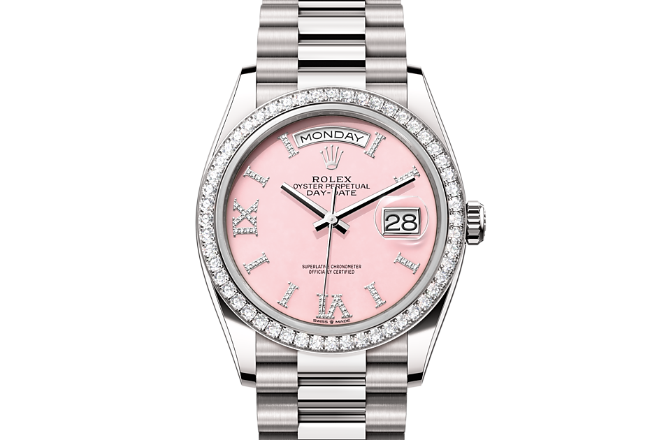 Rolex Day-Date 36 Oyster, 36 mm, white gold and diamonds - M128349RBR-0008 at Juwelier Wagner