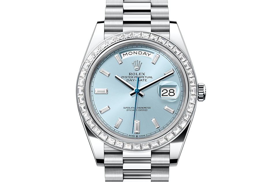 Rolex Day-Date 40 Oyster, 40 mm, platinum and diamonds - M228396TBR-0002 at Juwelier Wagner