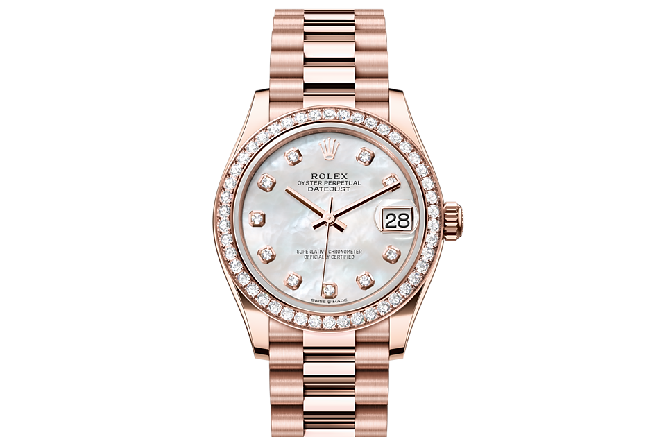 Rolex Datejust 31 Oyster, 31 mm, Everose gold and diamonds - M278285RBR-0005 at Juwelier Wagner