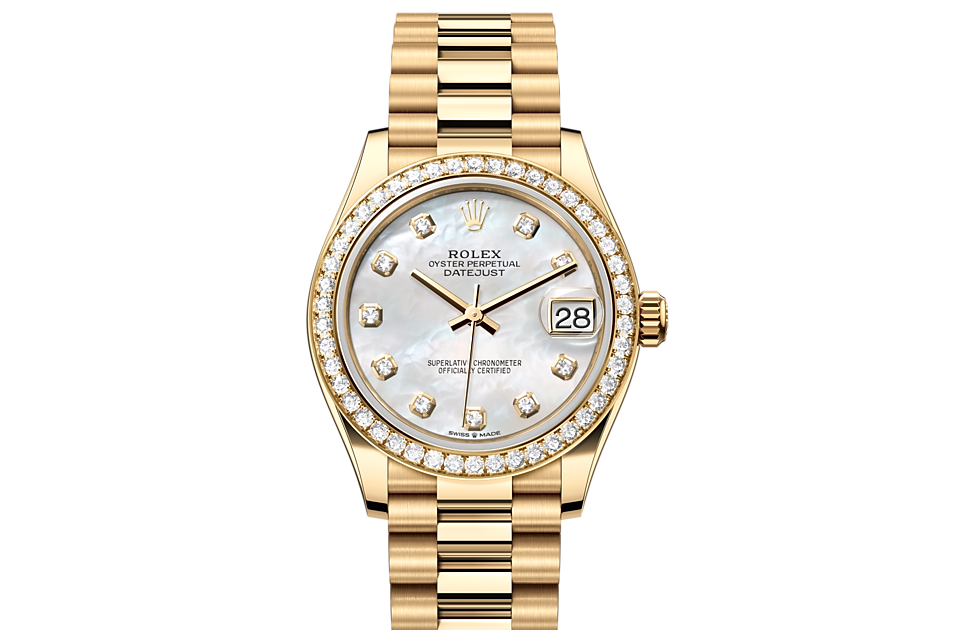 Rolex Datejust 31 Oyster, 31 mm, yellow gold and diamonds - M278288RBR-0006 at Juwelier Wagner
