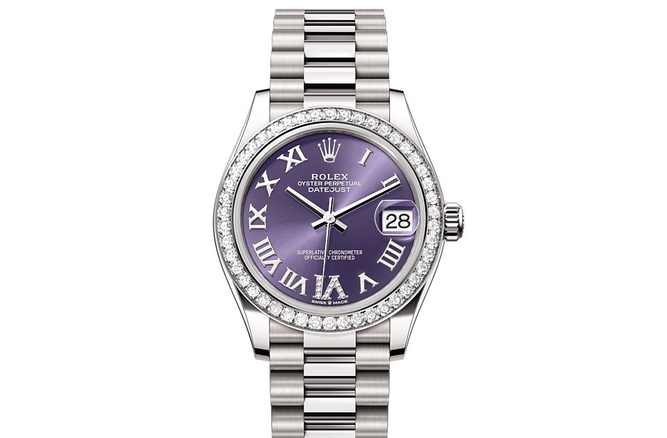 Rolex Datejust 31 Oyster, 31 mm, white gold and diamonds - M278289RBR-0019 at Juwelier Wagner