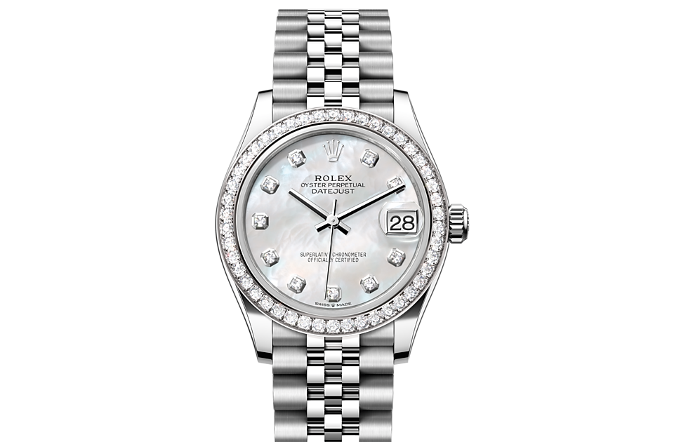 Rolex Datejust 31 Oyster, 31 mm, Oystersteel, white gold and diamonds - M278384RBR-0008 at Juwelier Wagner
