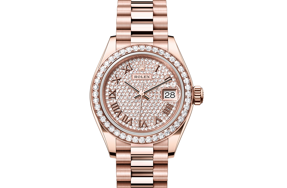 Rolex Lady-Datejust Oyster, 28 mm, Everose gold and diamonds - M279135RBR-0021 at Juwelier Wagner