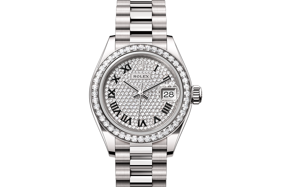 Rolex Lady-Datejust Oyster, 28 mm, white gold and diamonds - M279139RBR-0014 at Juwelier Wagner