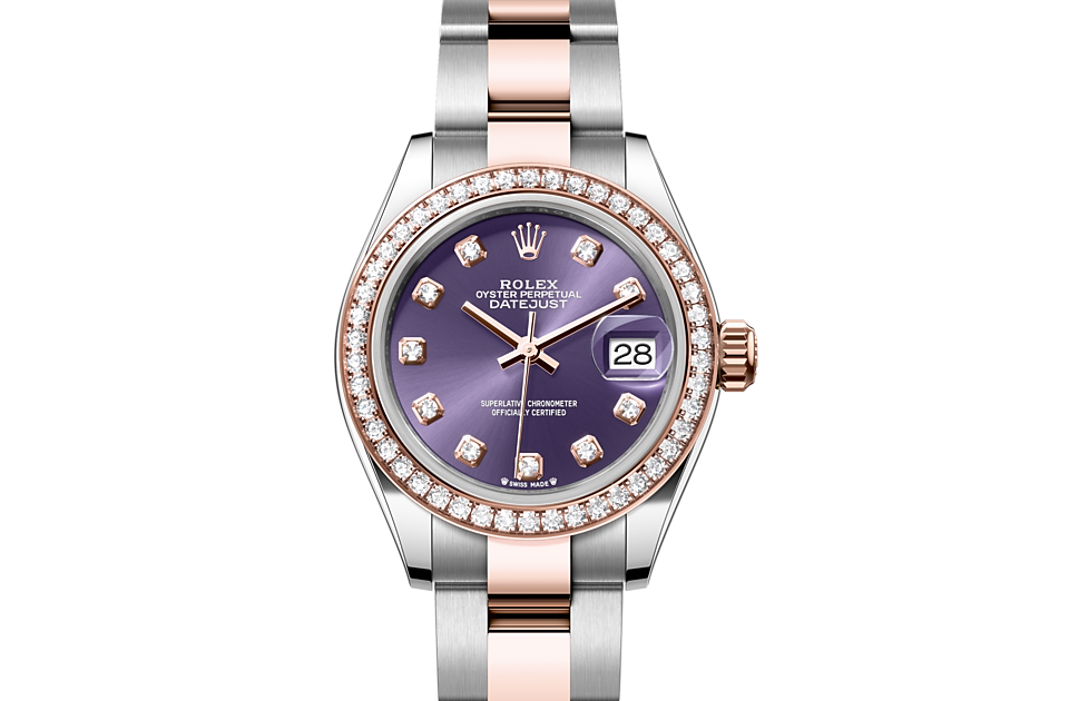 Rolex Lady-Datejust Oyster, 28 mm, Oystersteel, Everose gold and diamonds - M279381RBR-0016 at Juwelier Wagner
