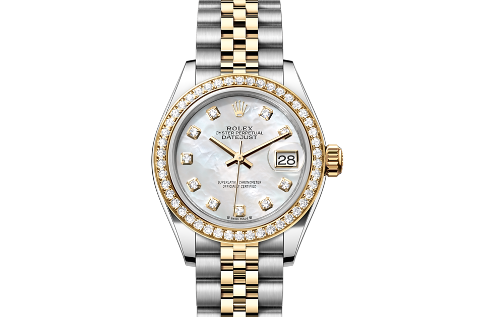 Rolex Lady‑Datejust Oyster, 28 mm, Edelstahl Oystersteel und Gelbgold mit Diamanten - M279383RBR-0019 at Juwelier Wagner