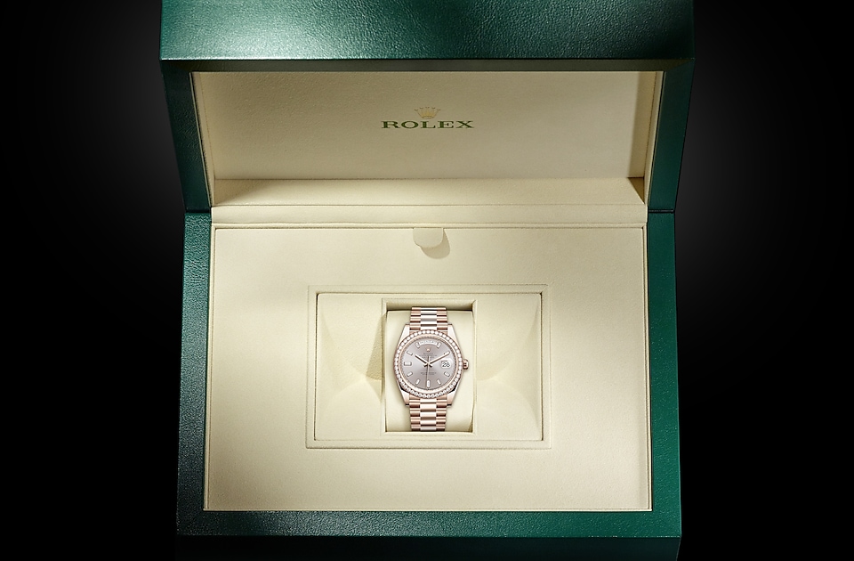 Rolex Day‑Date 40 Oyster, 40 mm, Everose-Gold mit Diamanten - M228345RBR-0007 at Juwelier Wagner