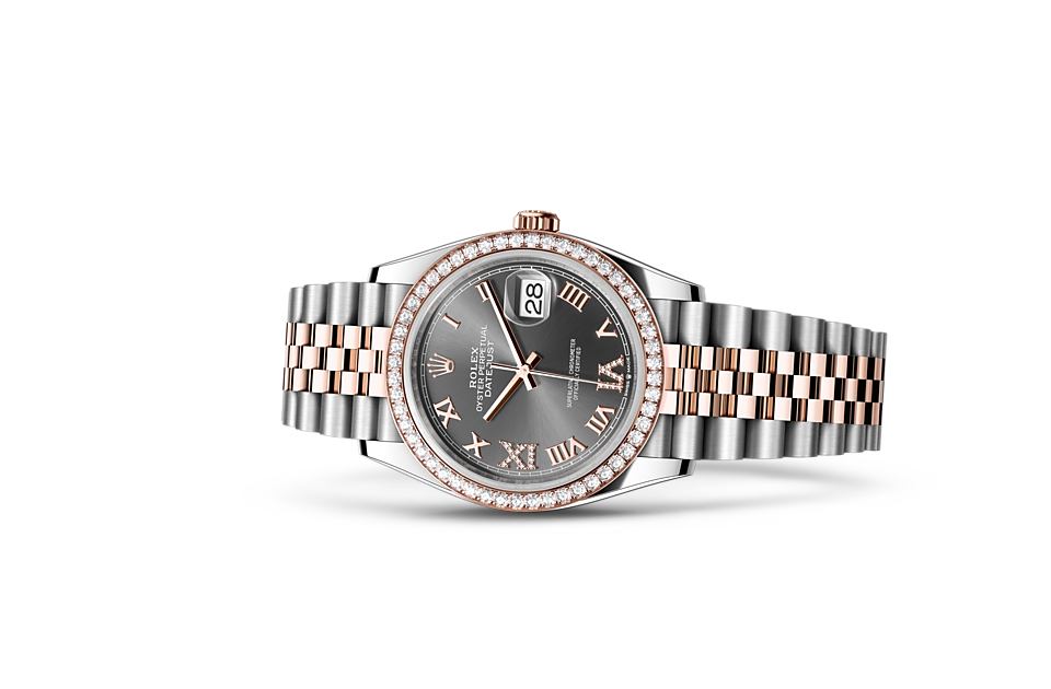 Rolex Datejust 36 Oyster, 36 mm, Oystersteel, Everose gold and diamonds - M126281RBR-0011 at Juwelier Wagner