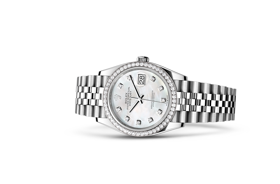 Rolex Datejust 36 Oyster, 36 mm, Oystersteel, white gold and diamonds - M126284RBR-0011 at Juwelier Wagner