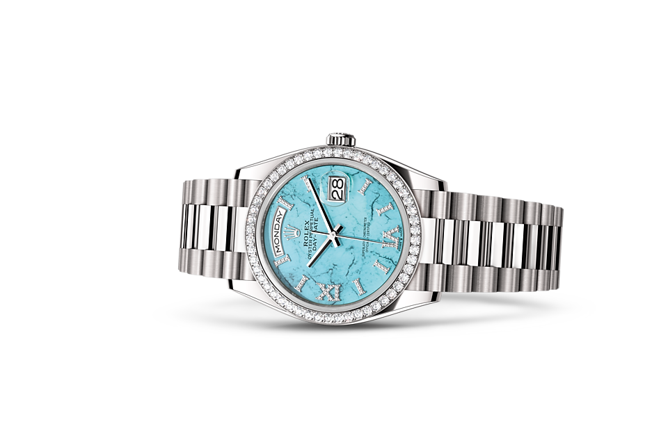 Rolex Day-Date 36 Oyster, 36 mm, white gold and diamonds - M128349RBR-0031 at Juwelier Wagner