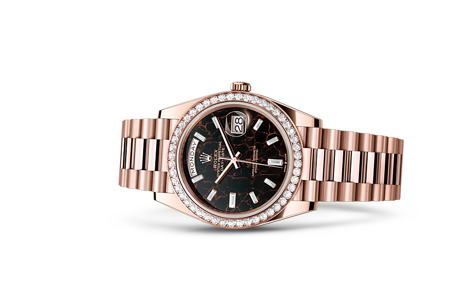 Rolex Day-Date 40 Oyster, 40 mm, Everose gold and diamonds - M228345RBR-0016 at Juwelier Wagner