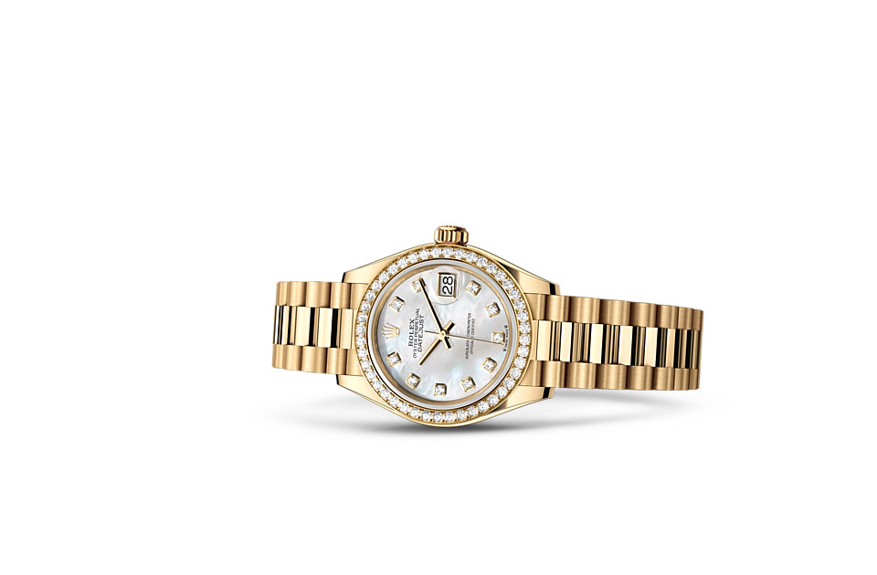 Rolex Lady-Datejust Oyster, 28 mm, yellow gold and diamonds - M279138RBR-0015 at Juwelier Wagner