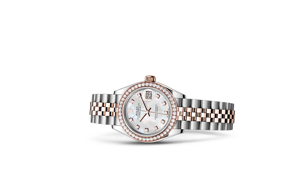 Rolex Lady-Datejust Oyster, 28 mm, Oystersteel, Everose gold and diamonds - M279381RBR-0013 at Juwelier Wagner