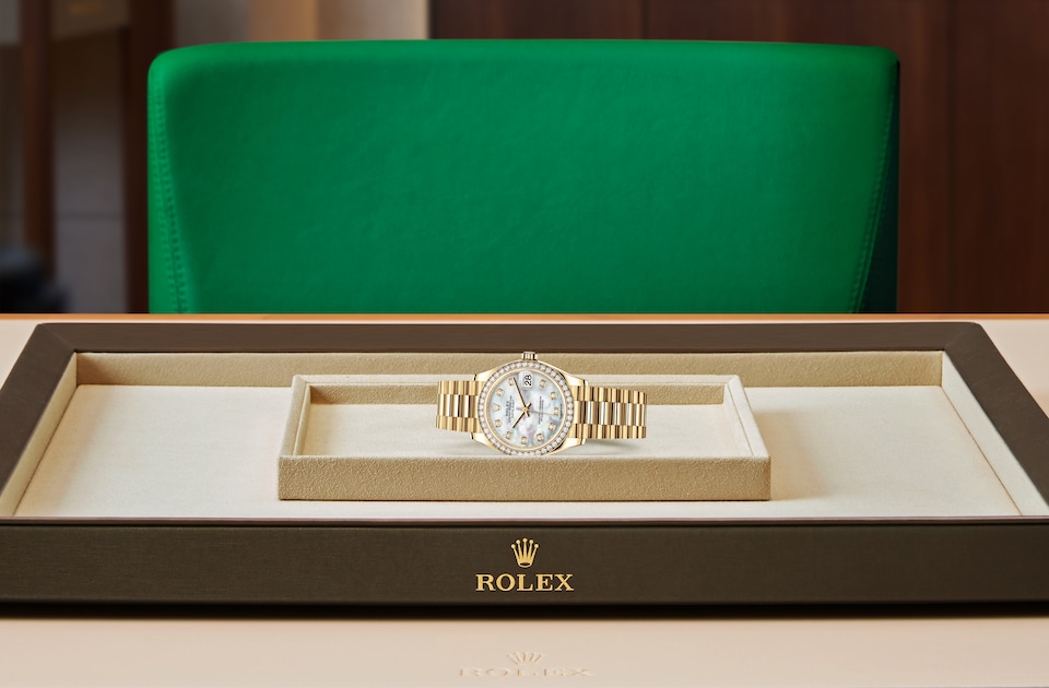 Rolex Datejust 31 Oyster, 31 mm, Gelbgold mit Diamanten - M278288RBR-0006 at Juwelier Wagner