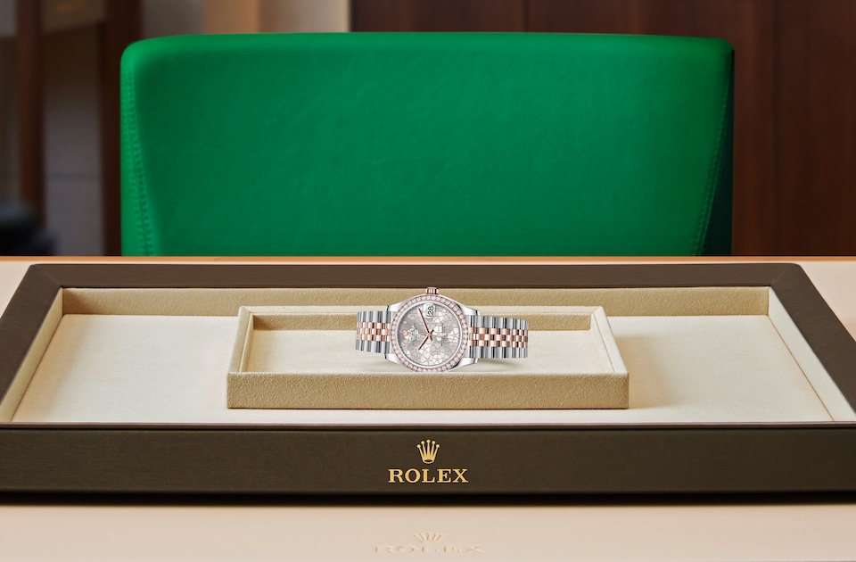 Rolex Datejust 31 Oyster, 31 mm, Edelstahl Oystersteel und Everose-Gold mit Diamanten - M278381RBR-0032 at Juwelier Wagner