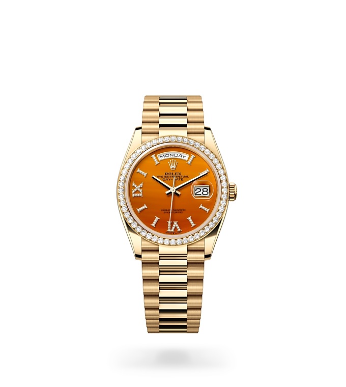 Rolex Day-Date 36 Oyster, 36 mm, yellow gold and diamonds - M128348RBR-0049 at Juwelier Wagner