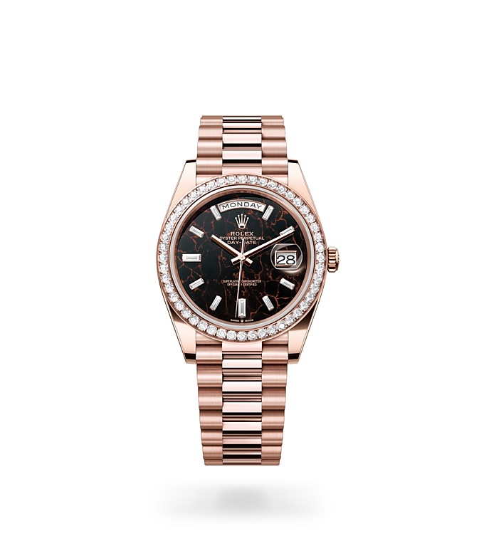 Rolex Day-Date 40 Oyster, 40 mm, Everose gold and diamonds M228345RBR-0016 at Juwelier Wagner