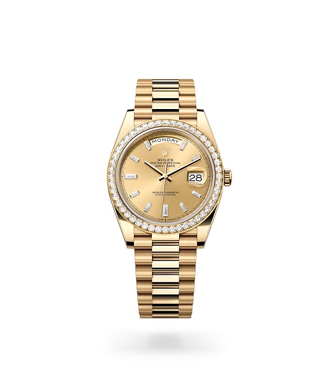 Rolex Day-Date 40 Oyster, 40 mm, yellow gold and diamonds - M228348RBR-0002 at Juwelier Wagner