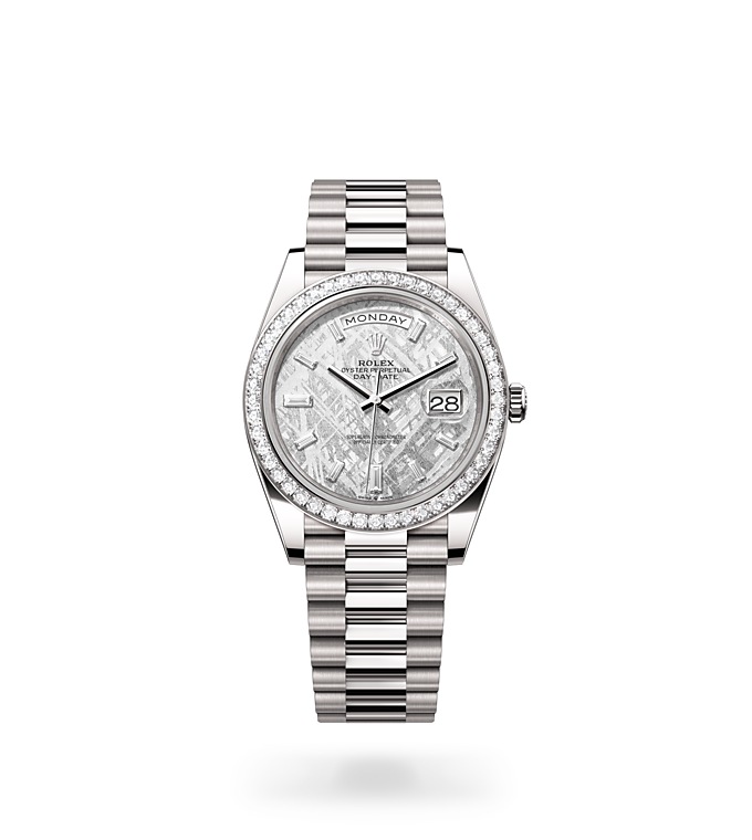 Rolex Day-Date 40 Oyster, 40 mm, white gold and diamonds - M228349RBR-0040 at Juwelier Wagner
