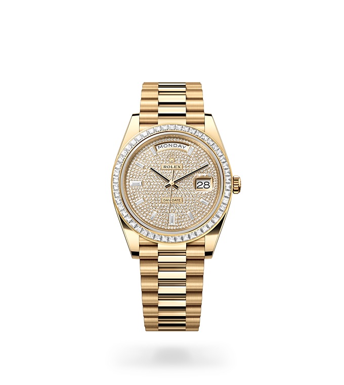 Rolex Day-Date 40 Oyster, 40 mm, yellow gold and diamonds - M228398TBR-0036 at Juwelier Wagner
