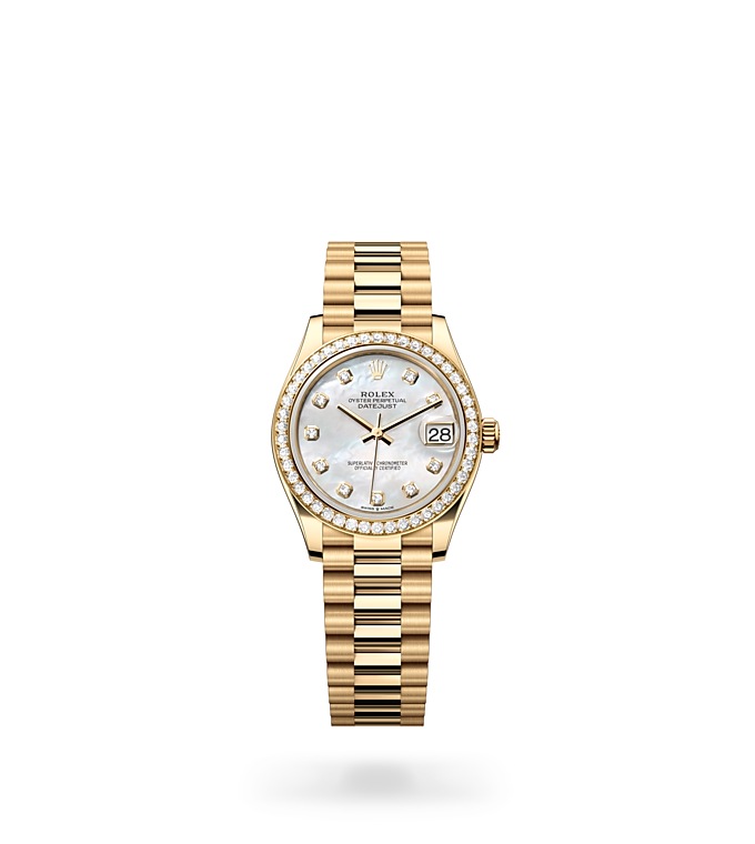 Rolex Datejust 31 Oyster, 31 mm, yellow gold and diamonds M278288RBR-0006 at Juwelier Wagner
