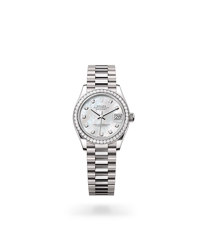 Rolex Datejust 31 Oyster, 31 mm, white gold and diamonds - M278289RBR-0005 at Juwelier Wagner