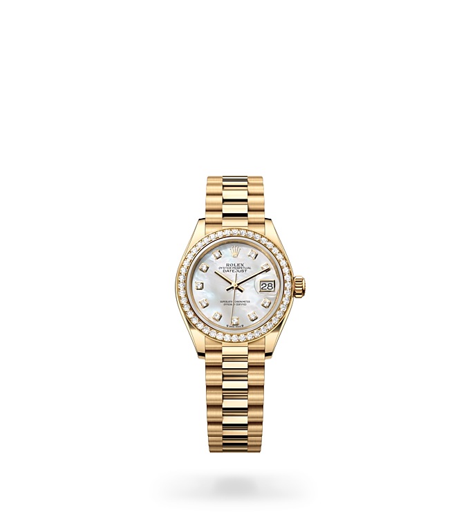 Rolex Lady-Datejust Oyster, 28 mm, yellow gold and diamonds M279138RBR-0015 at Juwelier Wagner