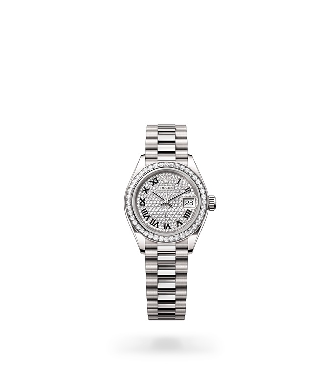 Rolex Lady-Datejust Oyster, 28 mm, white gold and diamonds - M279139RBR-0014 at Juwelier Wagner