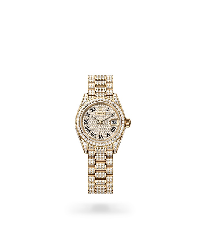 Rolex Lady-Datejust Oyster, 28 mm, yellow gold and diamonds - M279458RBR-0001 at Juwelier Wagner