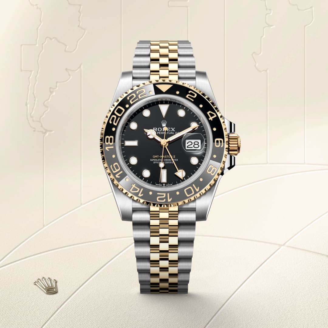 Rolex GMT-Master II Oyster, 40 mm, Edelstahl Oystersteel und Gelbgold M126713GRNR-0001