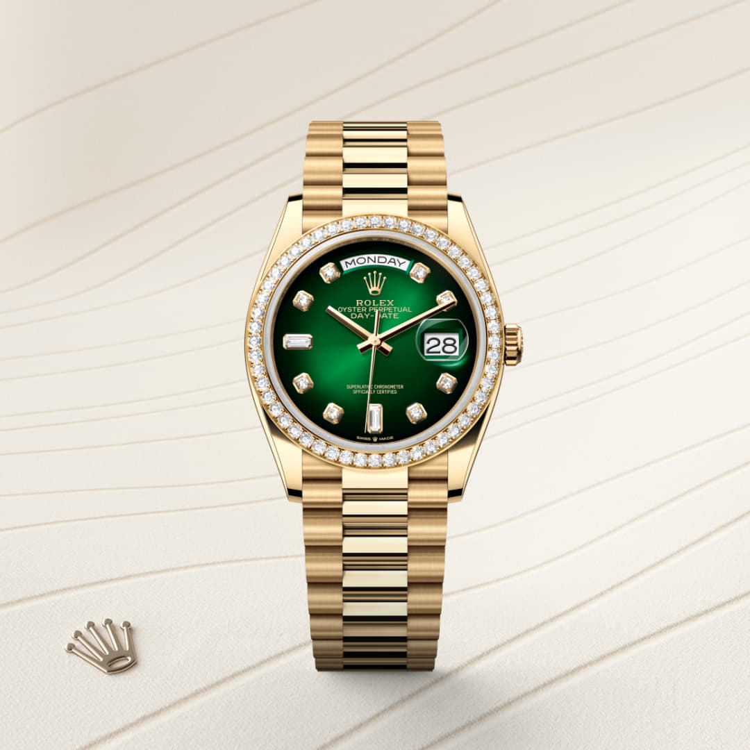 Rolex Day-Date 36 Oyster, 36 mm, Gelbgold mit Diamanten M128348RBR-0035