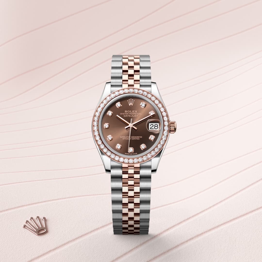 Rolex Datejust 31 Oyster, 31 mm, Edelstahl Oystersteel und Everose-Gold mit Diamanten M278381RBR-0028