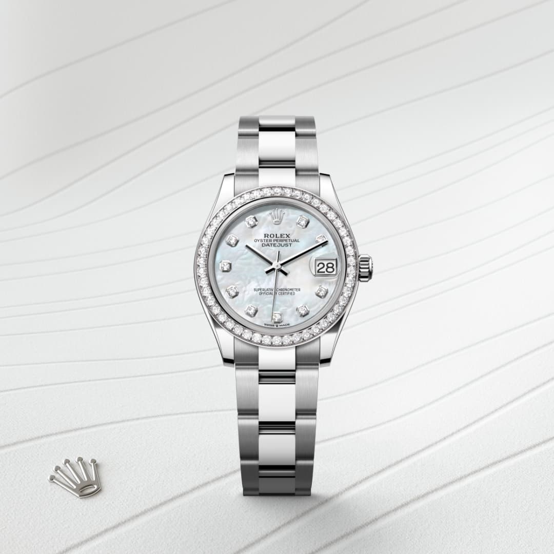 Rolex Datejust 31 Oyster, 31 mm, Edelstahl Oystersteel und Weißgold mit Diamanten M278384RBR-0007