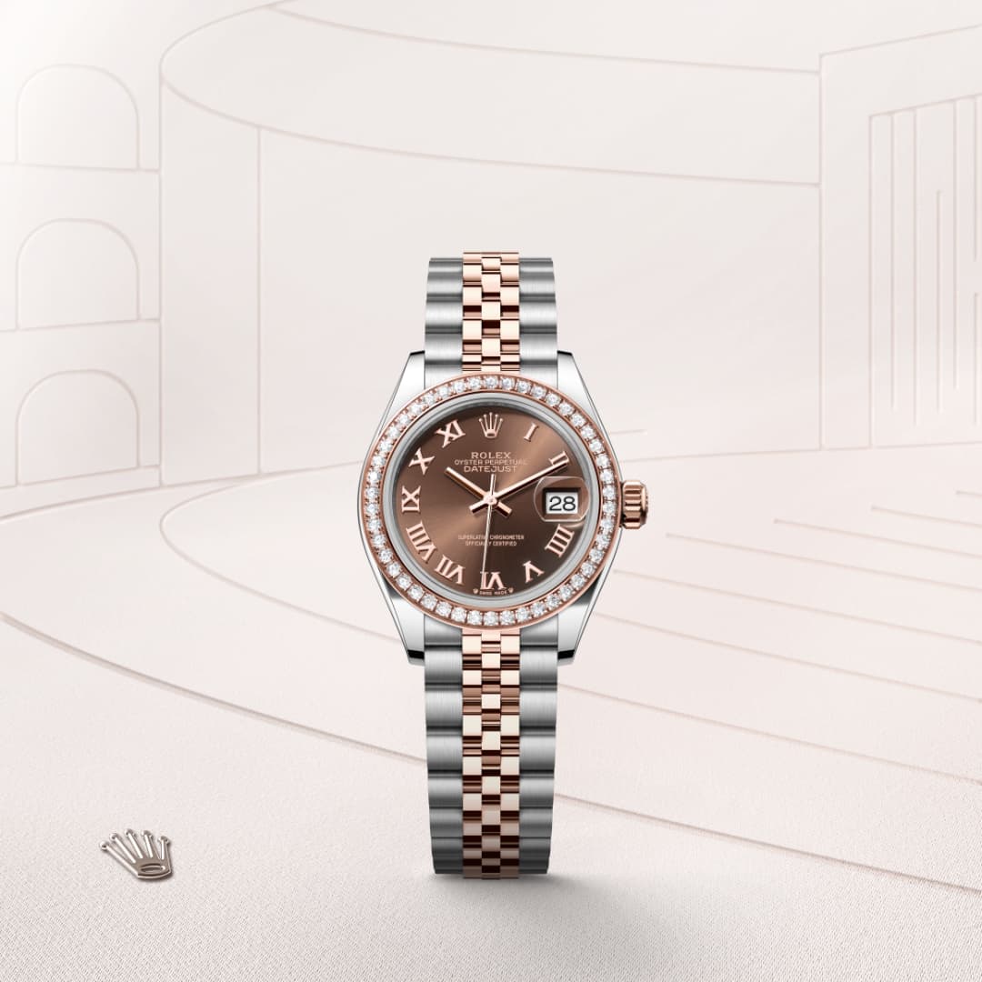 Rolex Lady-Datejust Oyster, 28 mm, Oystersteel, Everose gold and diamonds M279381RBR-0009