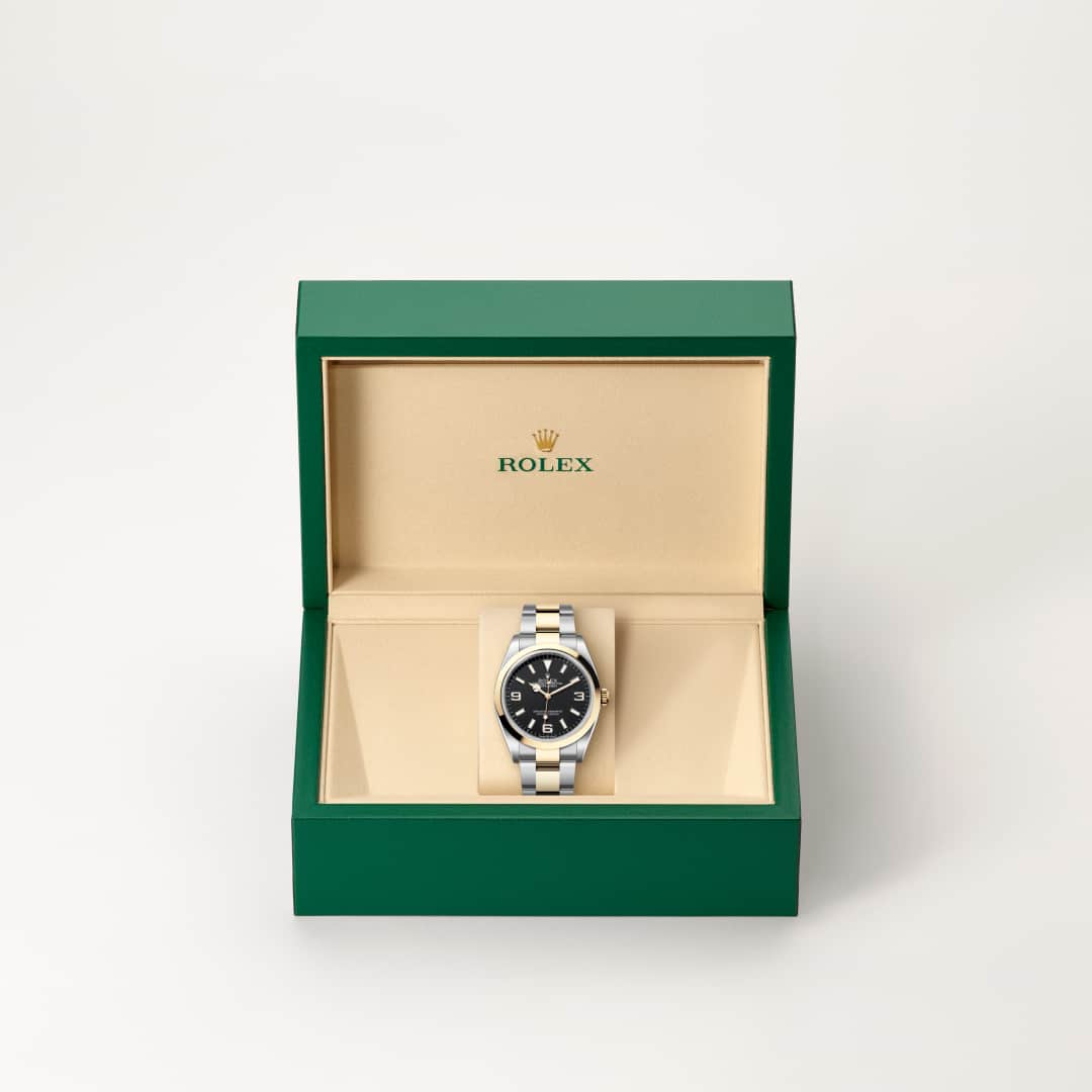 Rolex Explorer 36 Oyster, 36 mm, Edelstahl Oystersteel und Gelbgold M124273-0001