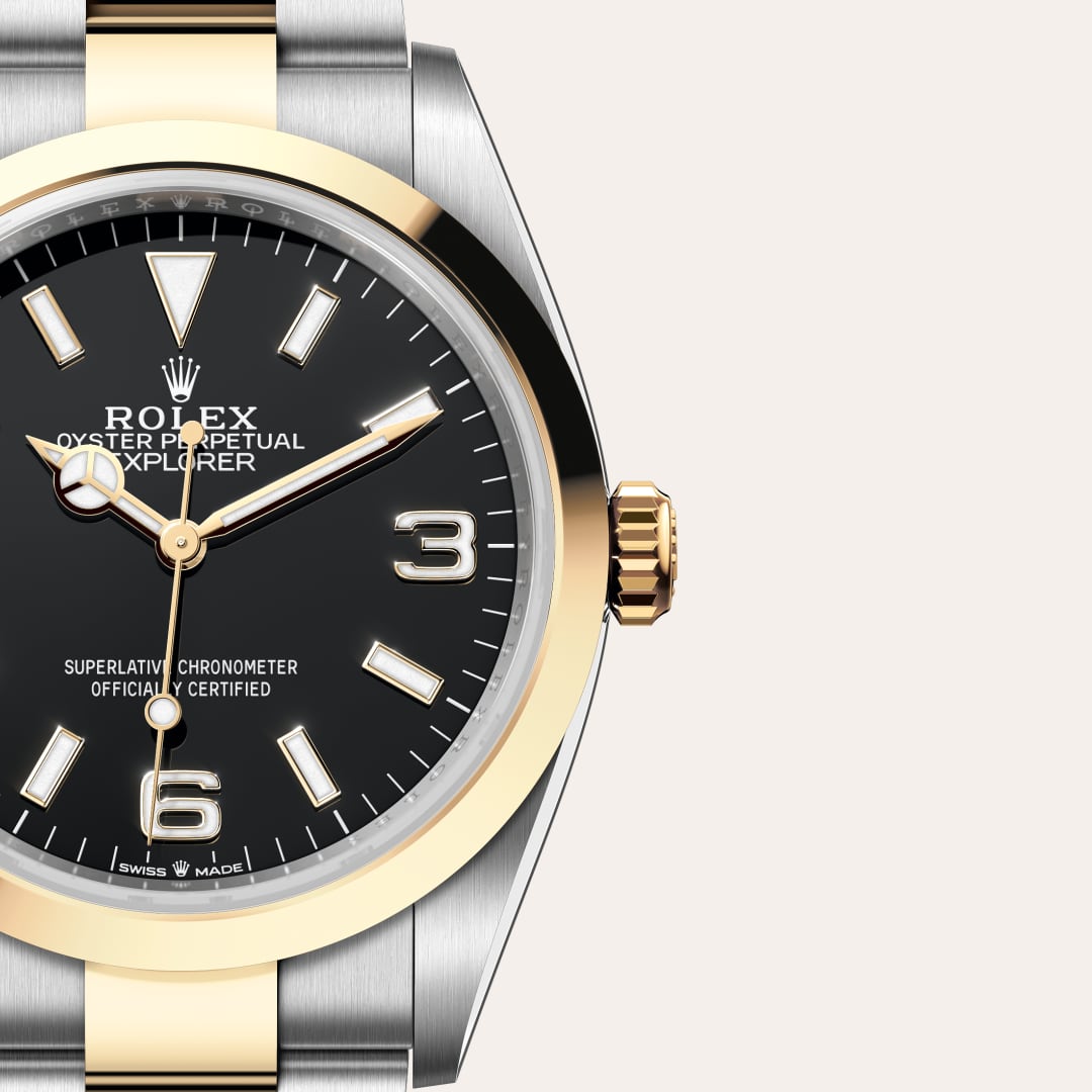 Rolex Explorer 36 Oyster, 36 mm, Edelstahl Oystersteel und Gelbgold M124273-0001