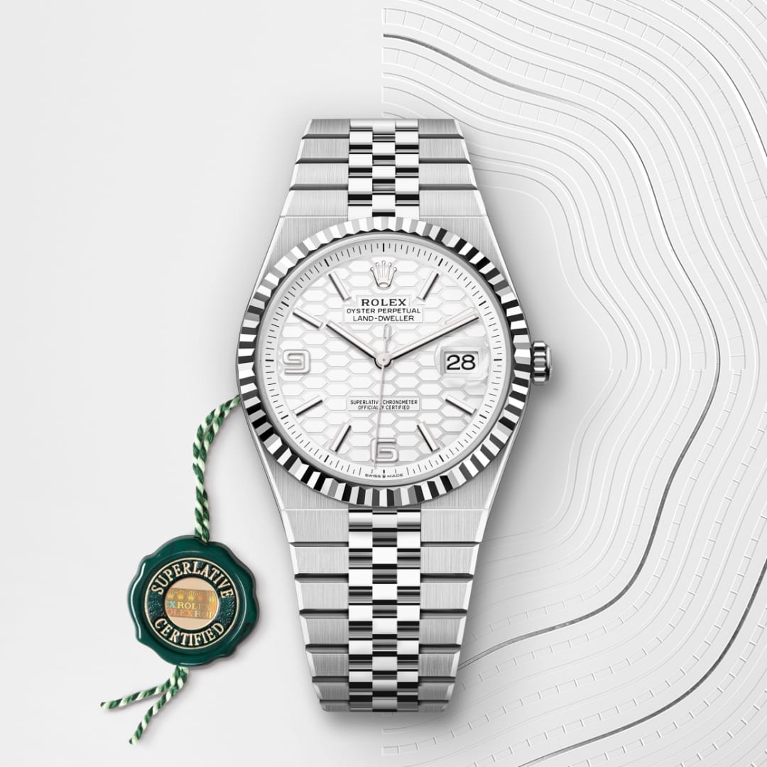 Rolex Land-Dweller 40 Oyster, 40 mm, Edelstahl Oystersteel und Weißgold M127334-0001